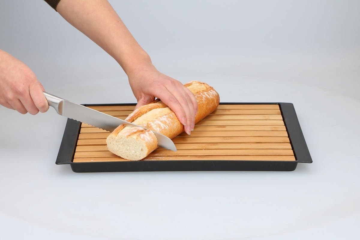 Alpina - Bamboo bread board with crumb tray - 3