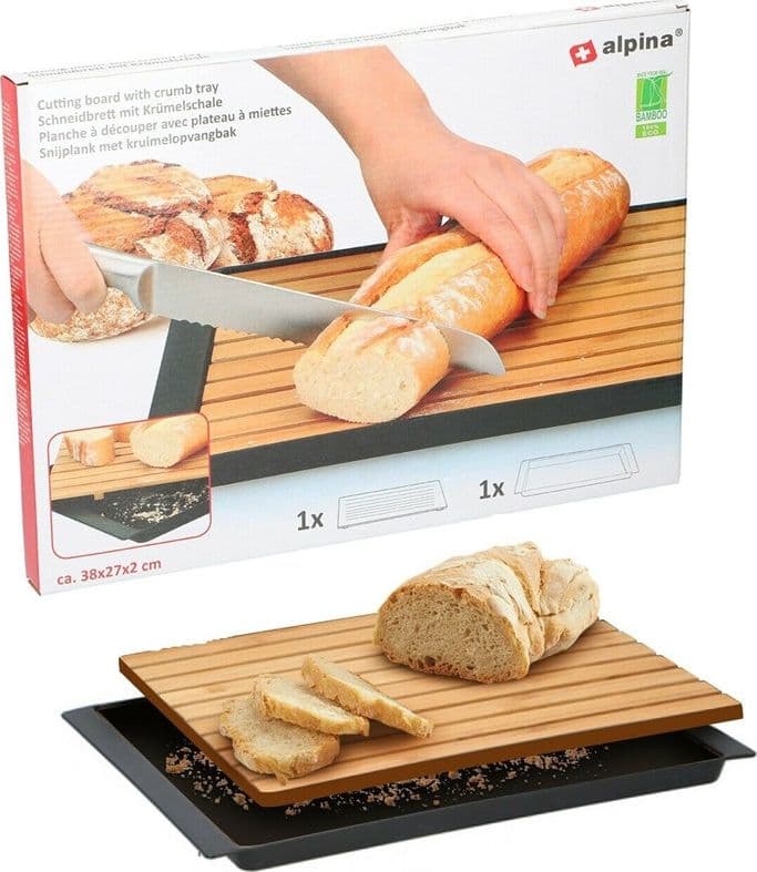Alpina - Bamboo bread board with crumb tray - 5