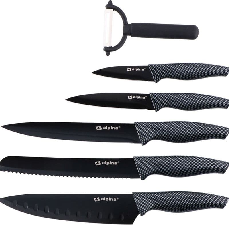 Alpina - Stainless steel INOX knife set 6 pcs. (Black) - 11