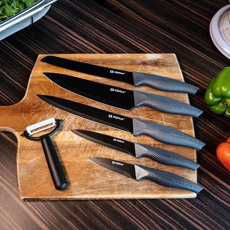 Alpina - Stainless steel INOX knife set 6 pcs. (Black) - 16