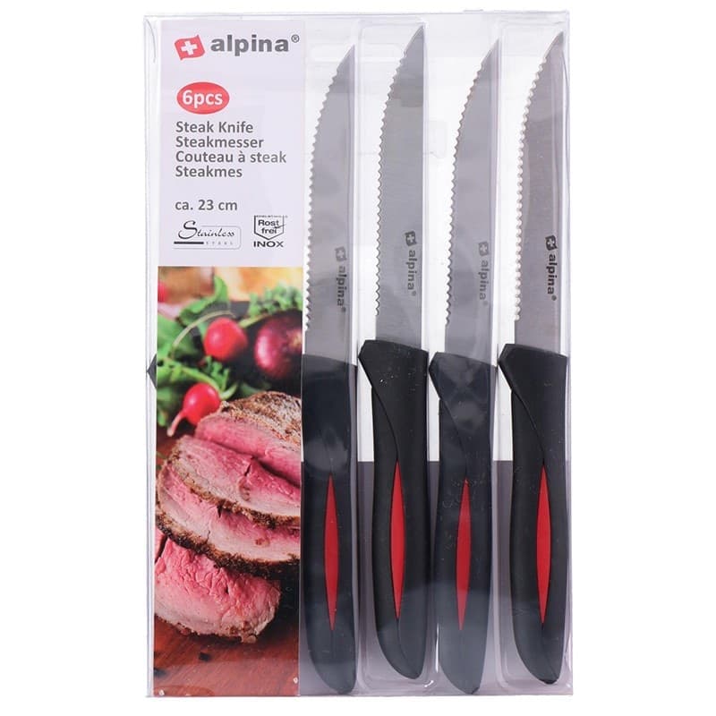 Alpina - INOX stainless steel steak knife set 23 cm 6 pcs. (black) - 5
