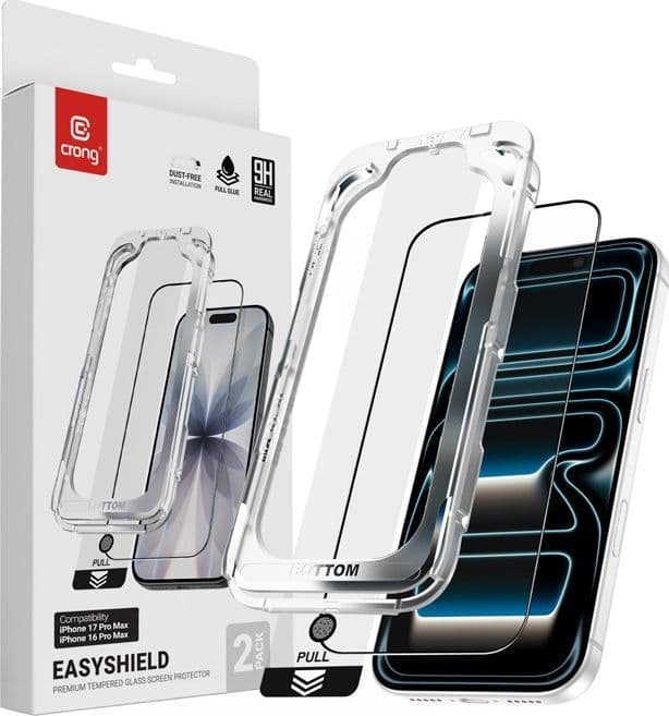 Crong EasyShield 2-Pack - Vetro temperato per iPhone 17 Pro Max / iPhone 16 Pro Max (2 pezzi) - 8