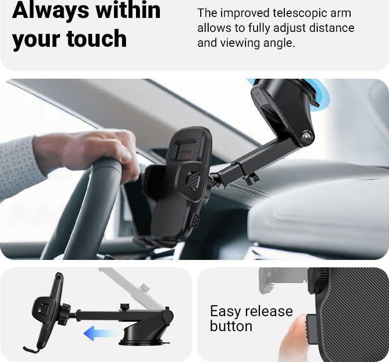 Supporto per auto Crong Carclip per cruscotto e parabrezza - Nero - 11
