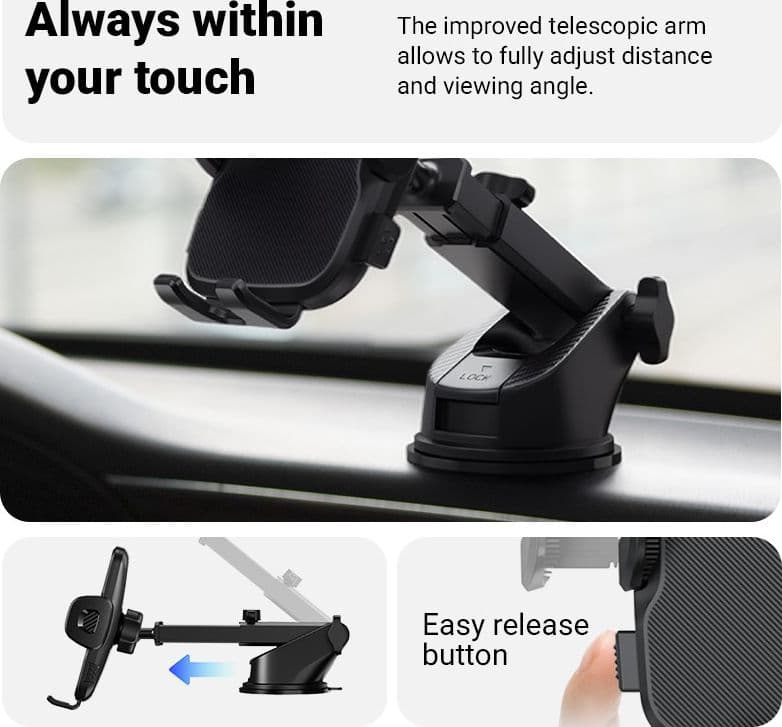 Supporto per auto Crong Carclip per cruscotto e parabrezza - Nero - 10