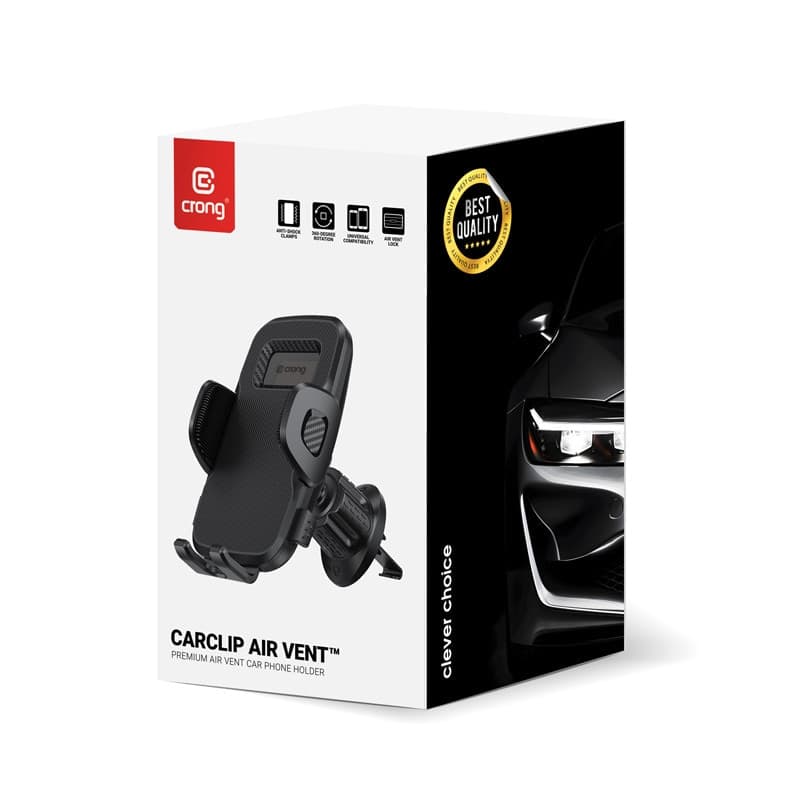 Crong Carclip Air Vent - Supporto universale per bocchette dell'aria per auto (nero) - 3
