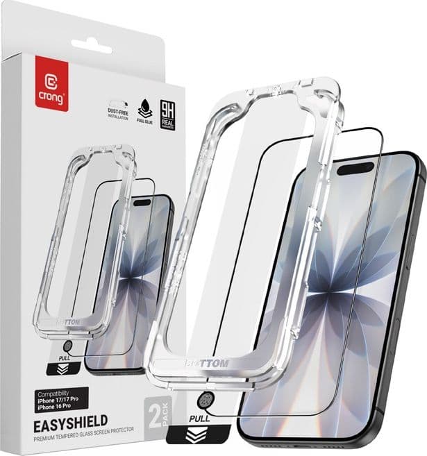Crong EasyShield 2-Pack - Vetro temperato per iPhone 17 / iPhone 17 Pro / iPhone 16 Pro (2 pezzi) - 8