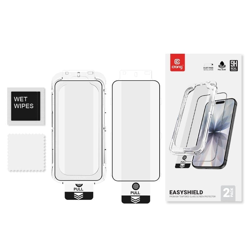 Crong EasyShield 2-Pack - Vetro temperato per iPhone 17 / iPhone 17 Pro / iPhone 16 Pro (2 pezzi) - 9