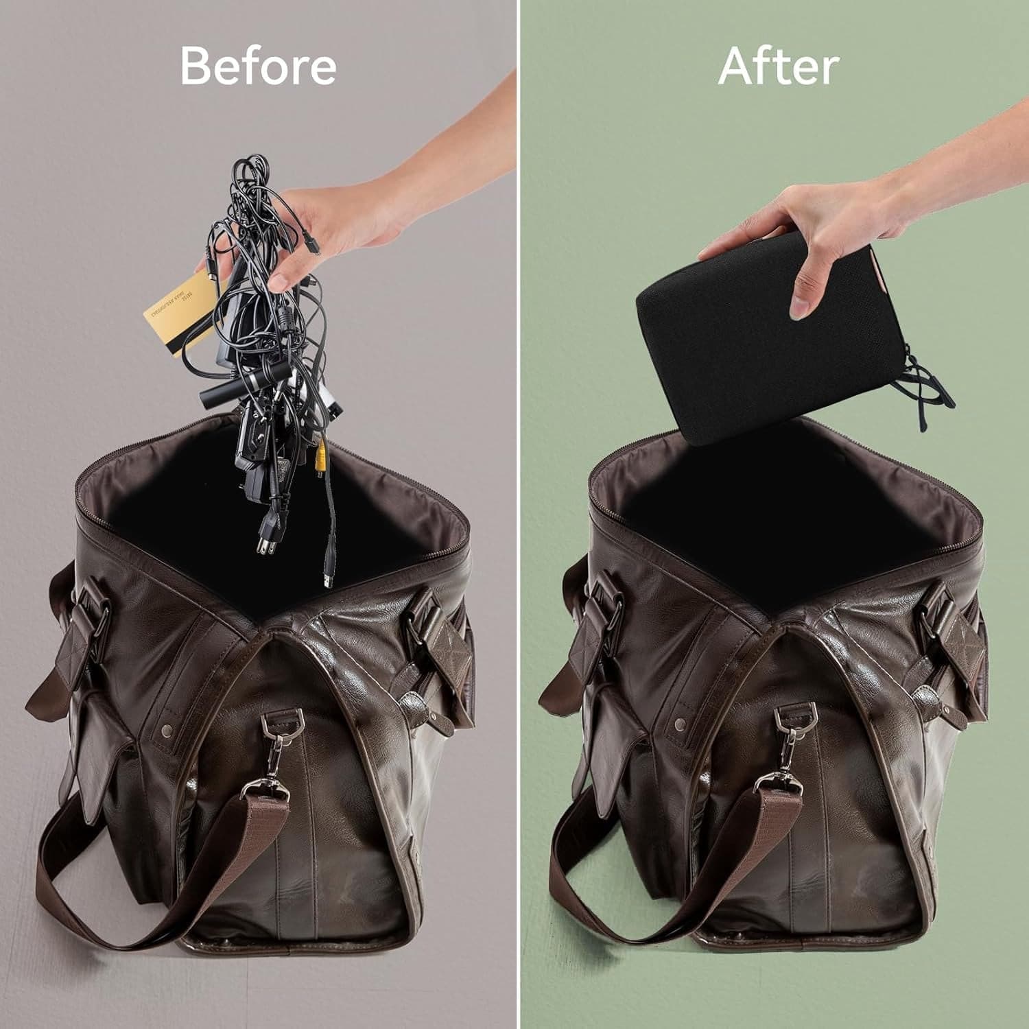 Borsa Organizer Compatta per Accessori Ufficio Fotografia Viaggi, Nero - 3