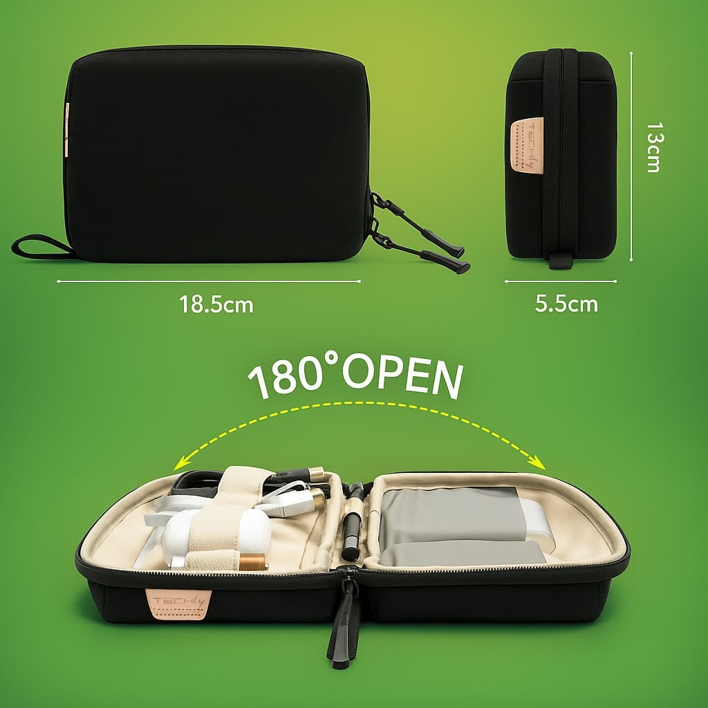 Borsa Organizer Compatta per Accessori Ufficio Fotografia Viaggi, Nero - 6