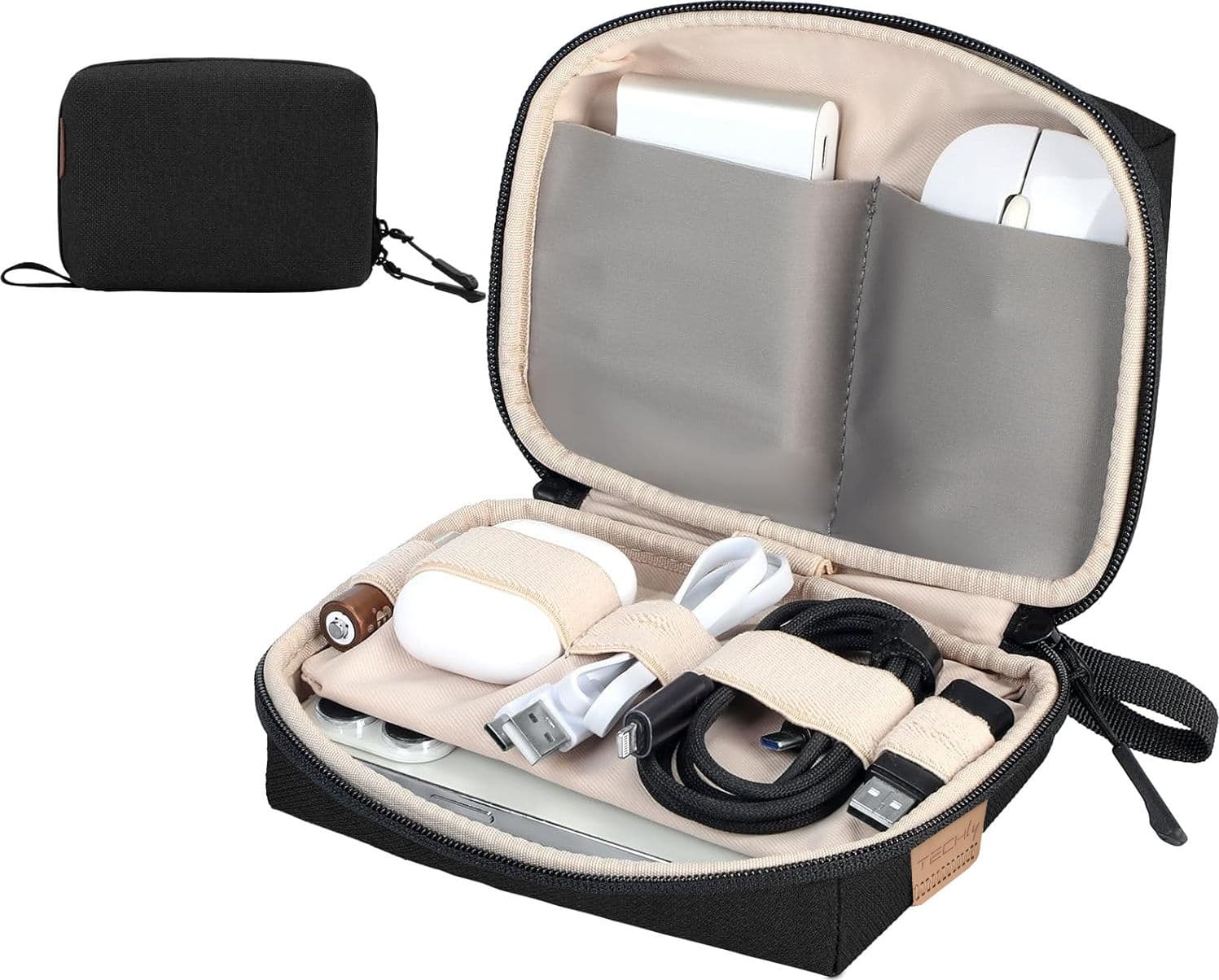 Borsa Organizer Compatta per Accessori Ufficio Fotografia Viaggi, Nero - 10