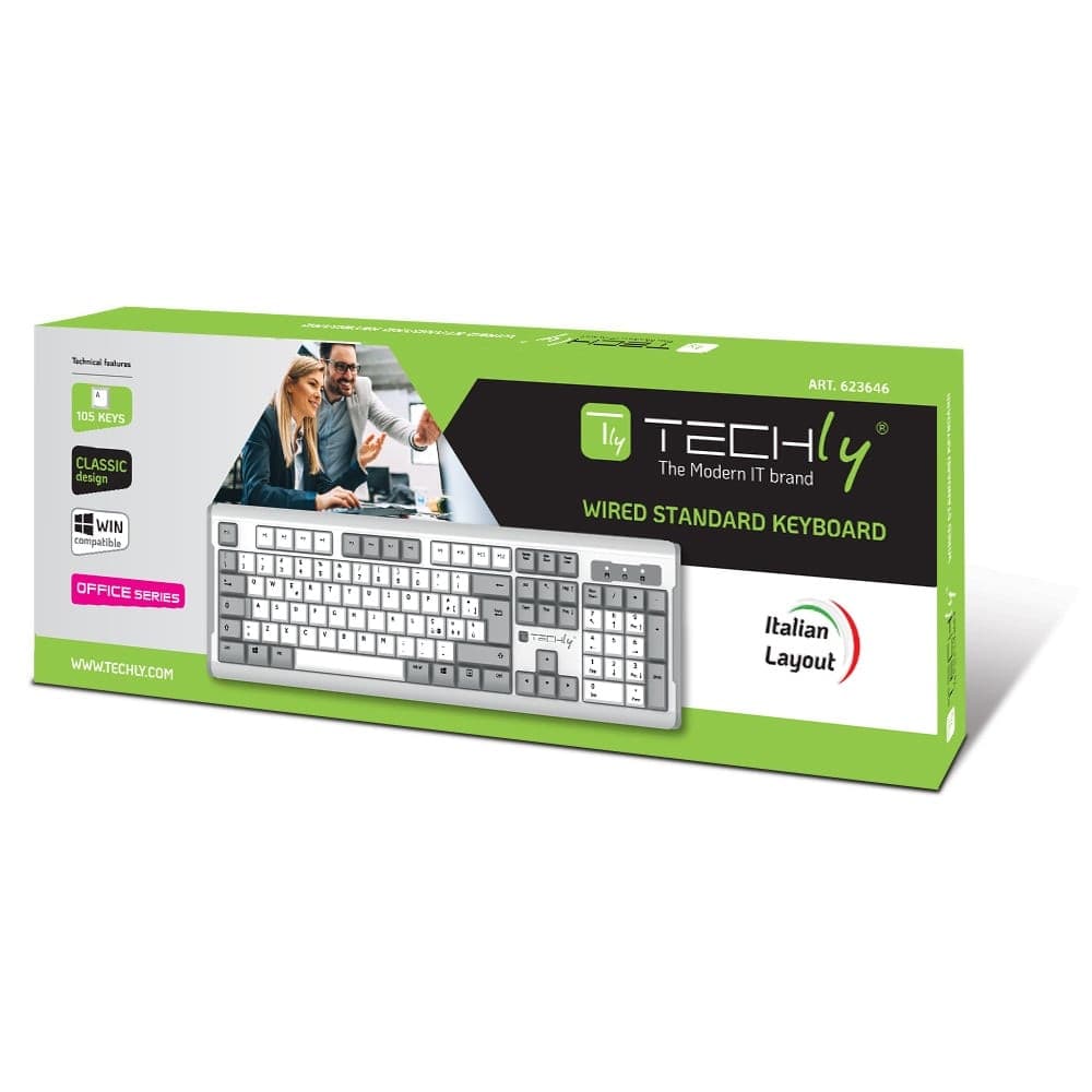 Tastiera Standard USB con Cavo, Bianco e Grigio - 2