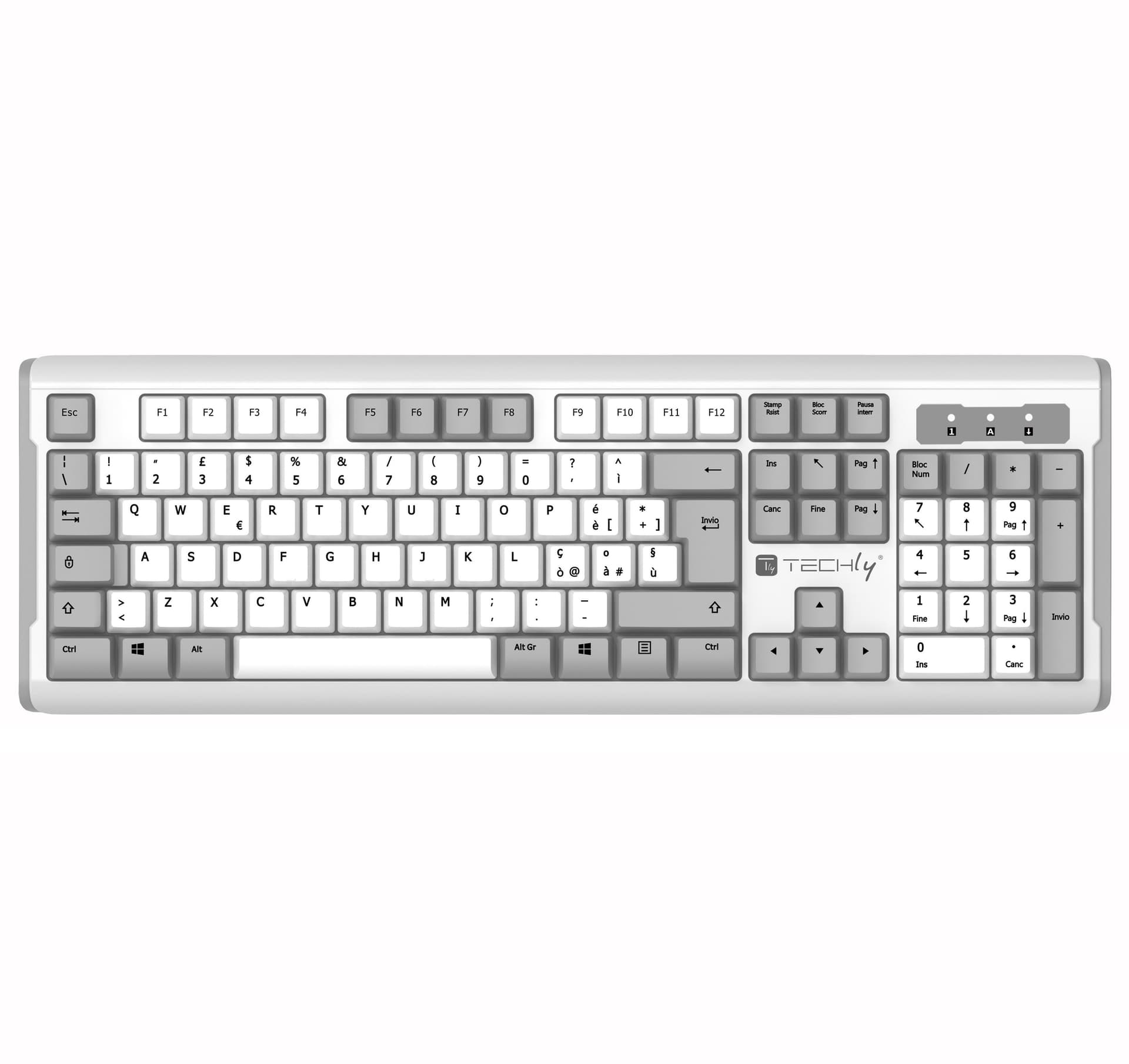 Tastiera Standard USB con Cavo, Bianco e Grigio - 4
