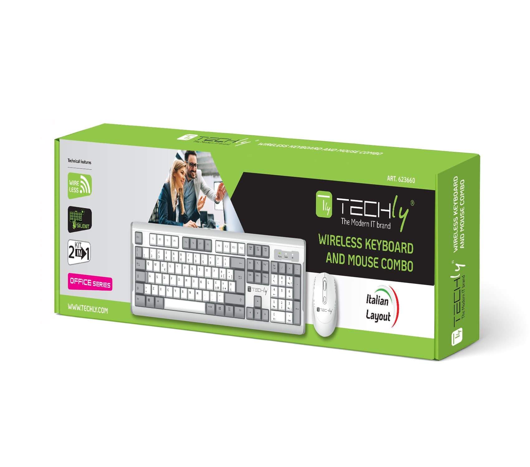 Kit Tastiera e Mouse 1600 Dpi Wireless Bianco e Grigio - 4