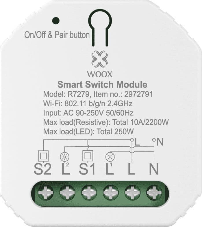 Smart Switch a 2 canali WiFi 2.4GHz, R7279 - 7