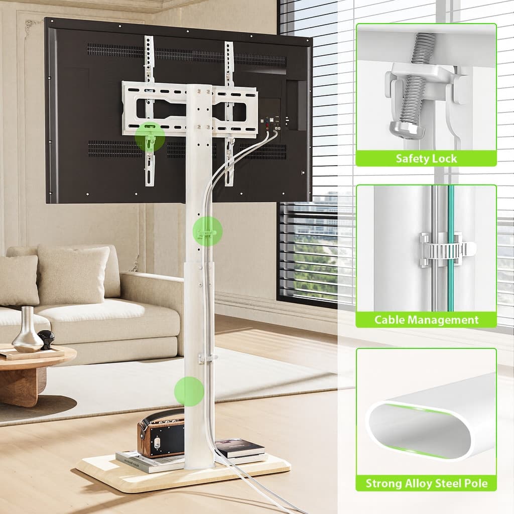 Supporto da Pavimento per TV da 24'' a 55'' c/Ruote a Scomparsa - 3