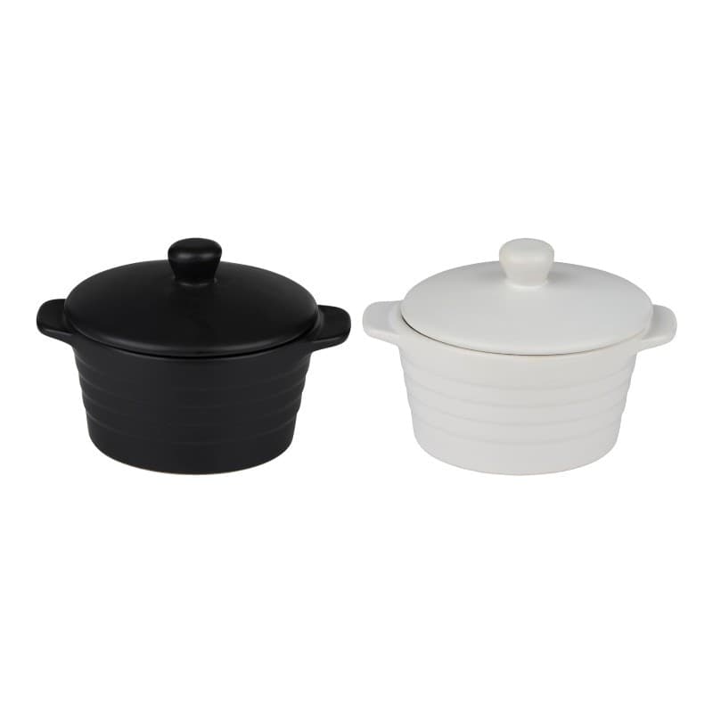 Alpina - Pirofila in ceramica con coperchio, rotonda, 13x10 cm, 210 ml (bianco) - 10