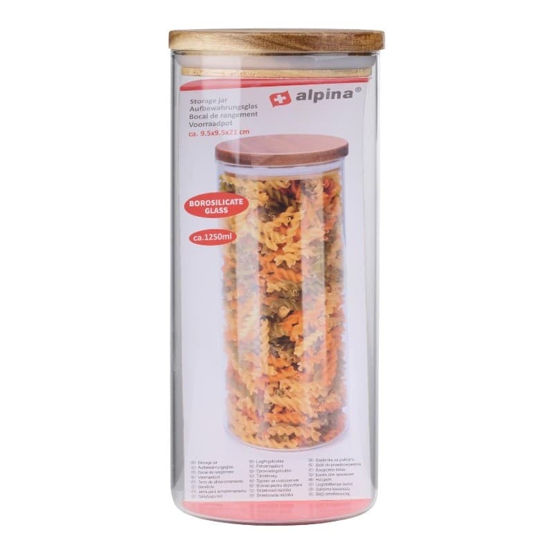 Alpina - Barattolo/Contenitore di vetro con coperchio 1250 ml 9,5 x 21 cm - 2