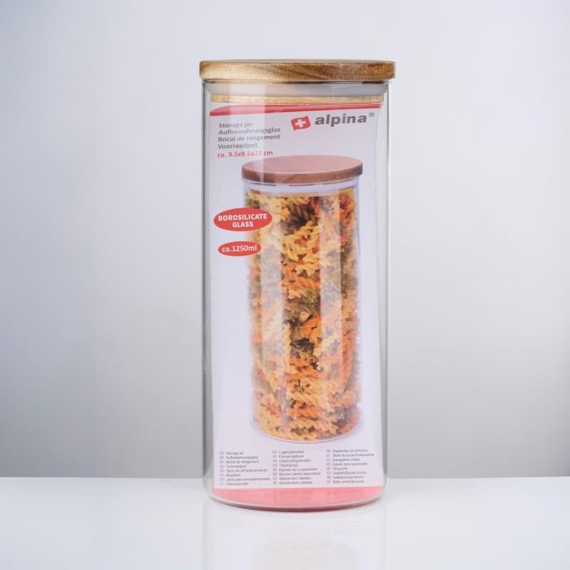 Alpina - Barattolo/Contenitore di vetro con coperchio 1250 ml 9,5 x 21 cm - 3