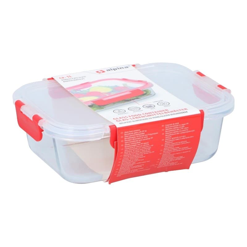 Alpina - Contenitore per alimenti in vetro con coperchio lunchbox 21x16x6 cm 1 L - 2
