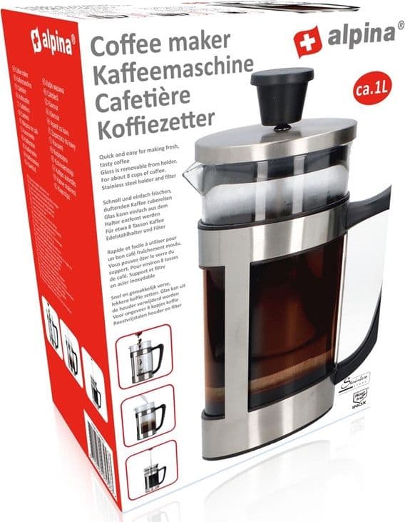 Alpina - Caffettiera French Press 1L 10x23 cm - 6