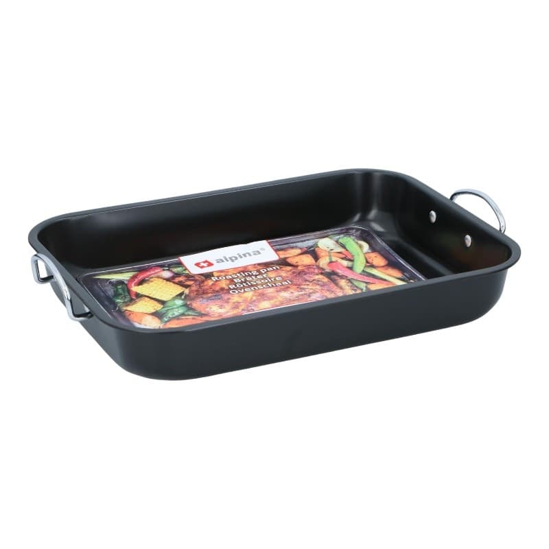 Alpina - Teglia per arrosti e stufati con manici e rivestimento antiaderente 39x29x6 cm - 2
