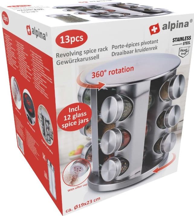 Alpina - Porta spezie girevole per 12 barattoli - 9