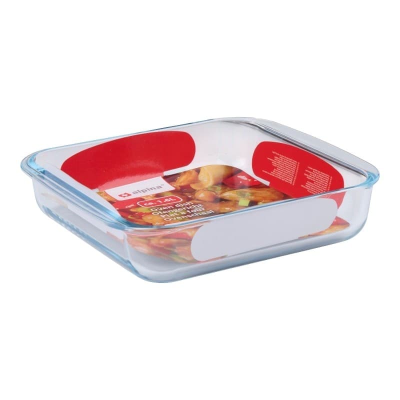 Alpina - Pirofila in vetro da forno 24,5x22x5 cm 1,6 L - 3