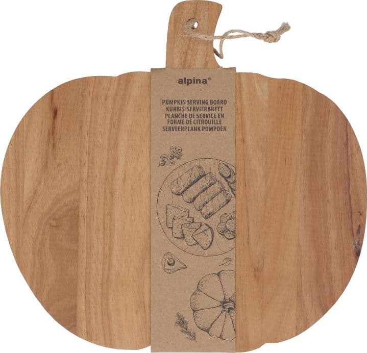 Alpina - Tagliere da portata in legno a forma di zucca 30x29 cm - 3