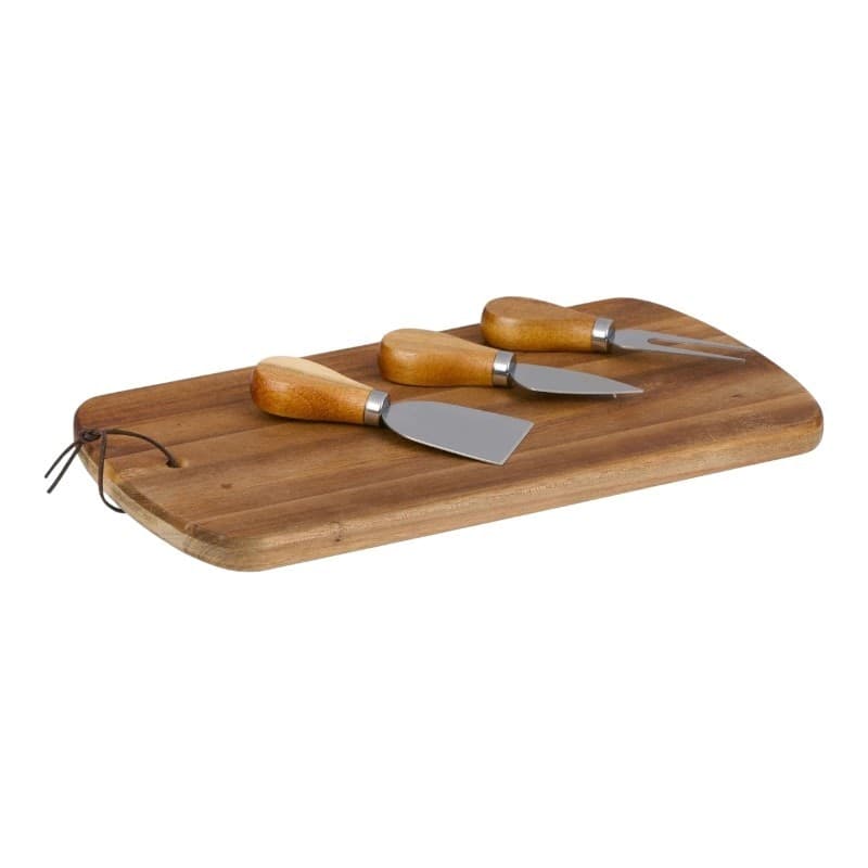 Alpina - Set per servire formaggi, tagliere in legno, 32x17,5 cm, + 3 coltelli - 3