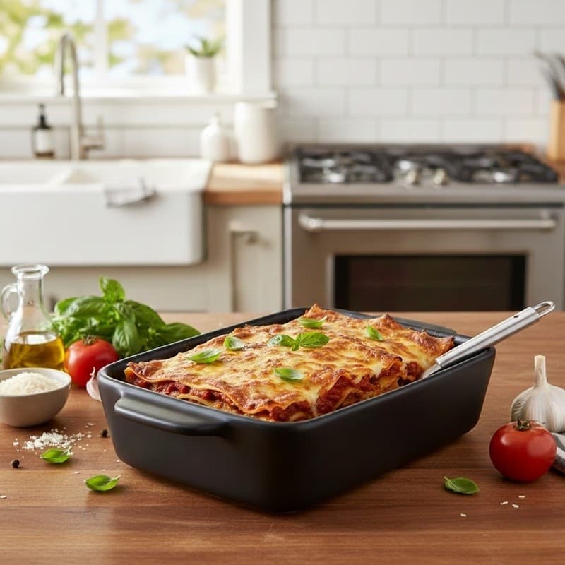 Alpina - Pirofila rettangolare in ceramica da forno 21,8x13,2x5 cm (nero) - 7
