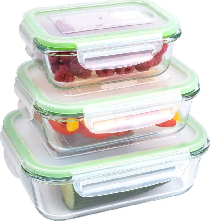 Alpina - Set di 6 contenitori per alimenti in vetro con coperchio lunchbox 370 ml / 640 ml / 1050 ml - 2