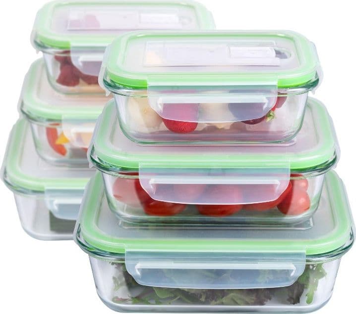 Alpina - Set di 6 contenitori per alimenti in vetro con coperchio lunchbox 370 ml / 640 ml / 1050 ml - 11