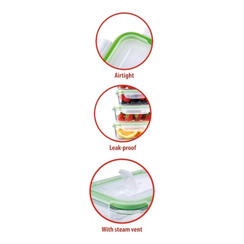 Alpina - Set di 6 contenitori per alimenti in vetro con coperchio lunchbox 370 ml / 640 ml / 1050 ml - 16