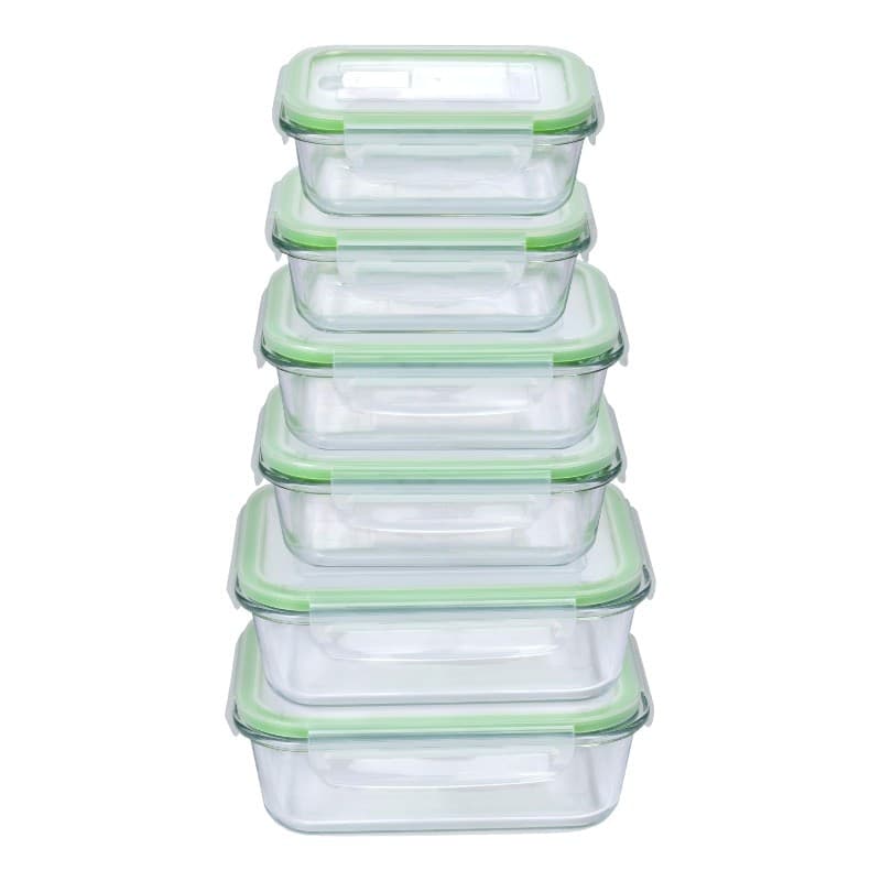 Alpina - Set di 6 contenitori per alimenti in vetro con coperchio lunchbox 370 ml / 640 ml / 1050 ml - 18