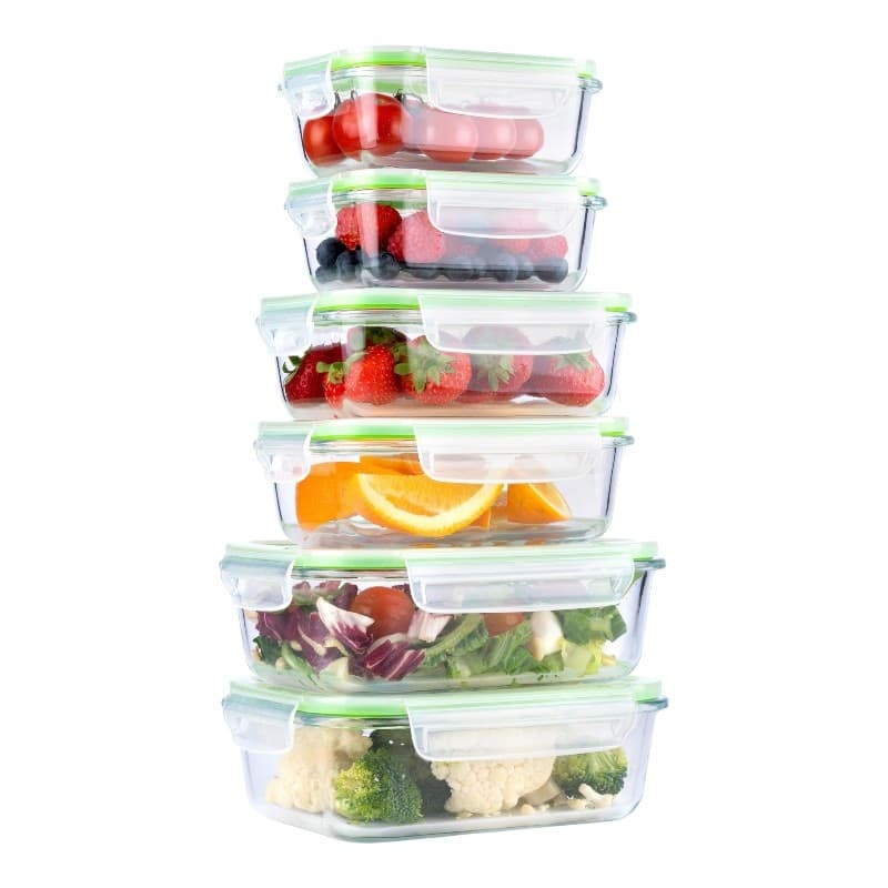 Alpina - Set di 6 contenitori per alimenti in vetro con coperchio lunchbox 370 ml / 640 ml / 1050 ml - 3