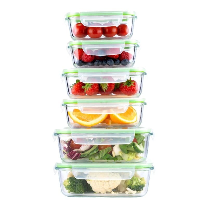 Alpina - Set di 6 contenitori per alimenti in vetro con coperchio lunchbox 370 ml / 640 ml / 1050 ml - 4