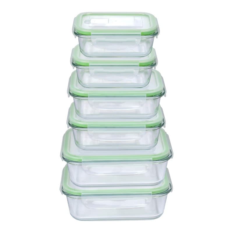 Alpina - Set di 6 contenitori per alimenti in vetro con coperchio lunchbox 370 ml / 640 ml / 1050 ml - 8