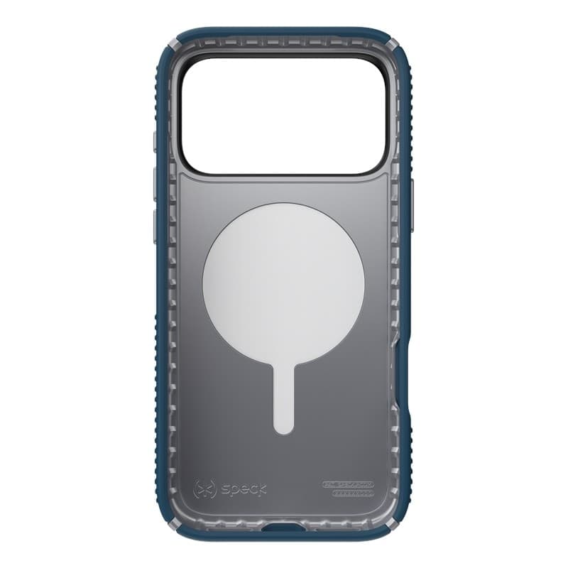 Speck Presidio2 Grip MagSafe - Custodia per iPhone 17 Pro Max (Deep Sea/Argento metallizzato) - 19