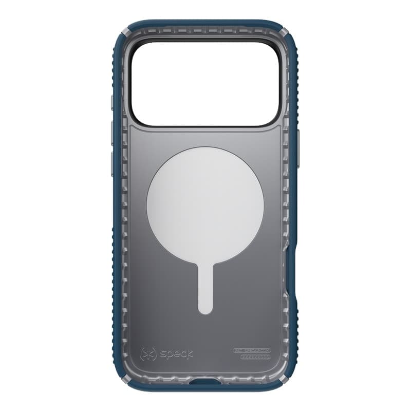 Speck Presidio2 Grip MagSafe - Custodia per iPhone 17 Pro Max (Deep Sea/Argento metallizzato) - 9