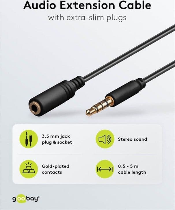 Cavo Prolunga Stereo 3.5 mm M/F 4Pin 1 m Nero - 2