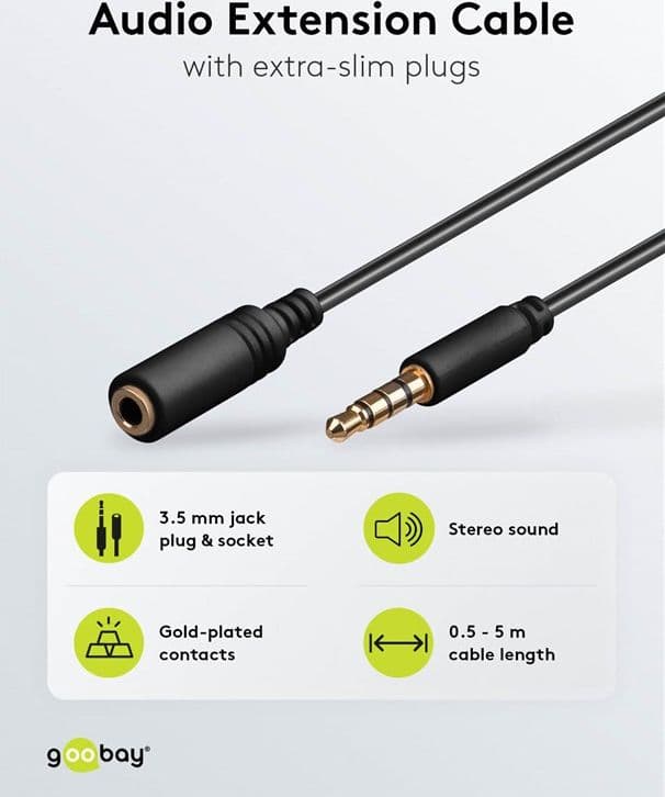 Cavo Prolunga Stereo 3.5 mm M/F 4Pin 1 m Nero - 6