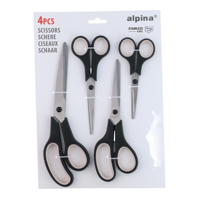 Alpina - Set di forbici ergonomiche in acciaio inox (4 pezzi) - 2