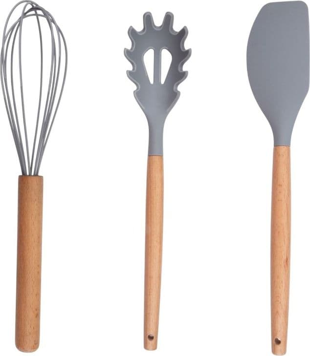 Alpina - Set di utensili da cucina in silicone con supporto, 12 pezzi - 15