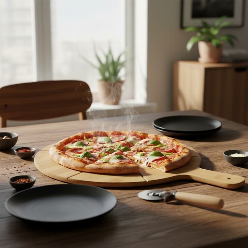 Alpina - Set per servire la pizza, tagliere da 34 cm + coltello - 8