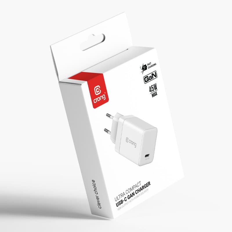 Crong Ultra Compact GaN - Caricabatterie da parete USB-C 45W PD 3.0 con PPS (bianco) - 4