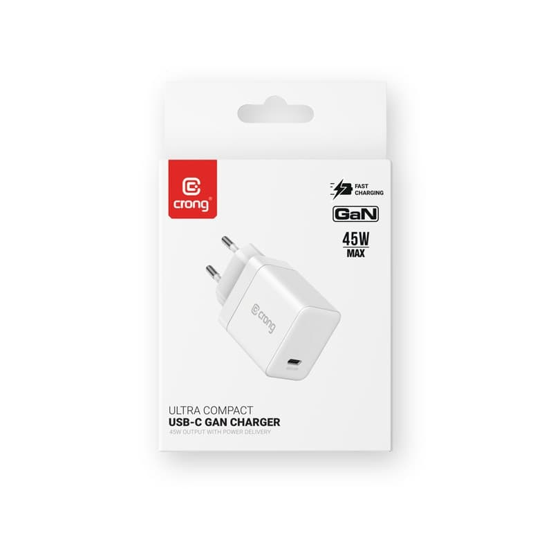 Crong Ultra Compact GaN - Caricabatterie da parete USB-C 45W PD 3.0 con PPS (bianco) - 8