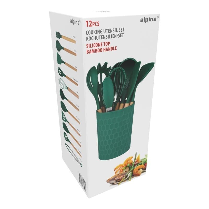 Alpina - Set di utensili da cucina in silicone con supporto, 12 pezzi - 4