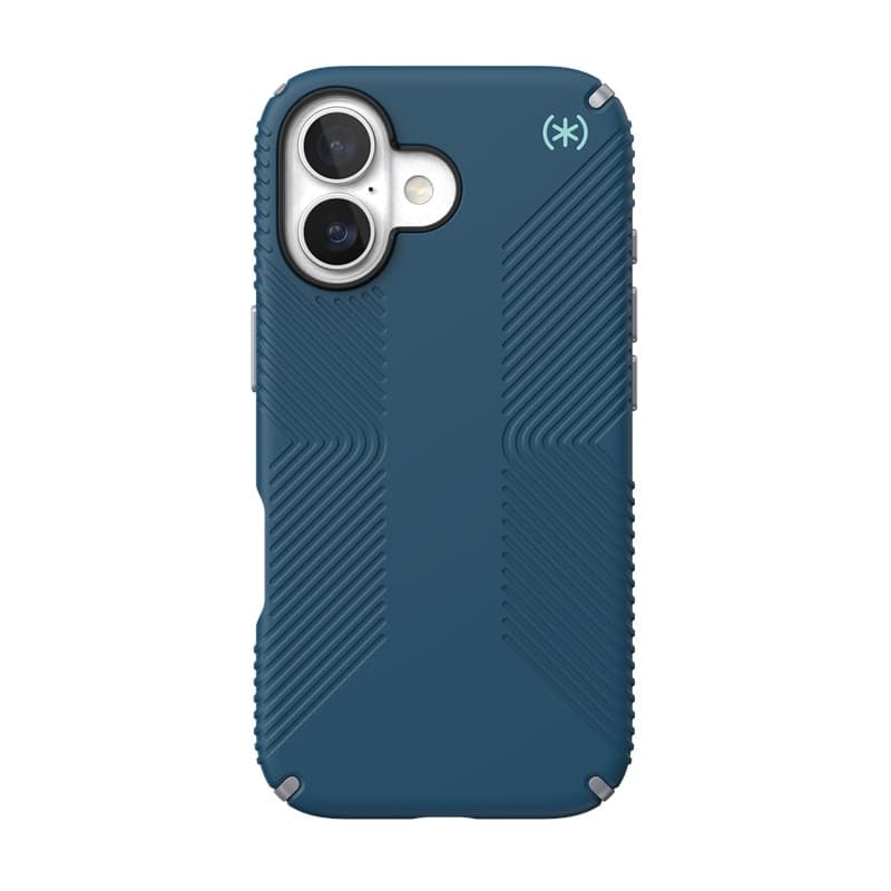 Speck Presidio2 Grip MagSafe - Custodia per iPhone 17 (Deep Sea/Argento metallizzato) - 8