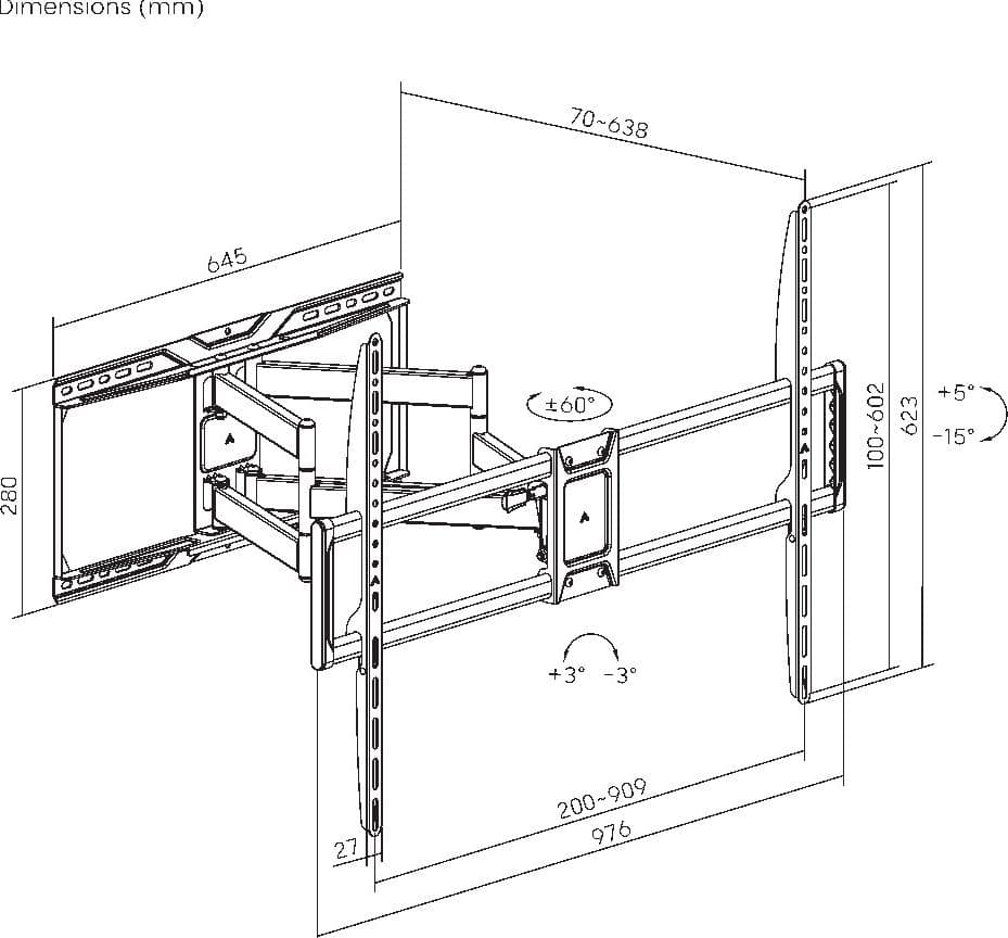Supporto Universale a Muro per TV LED/LCD 50-105'' Full-Motion - 9