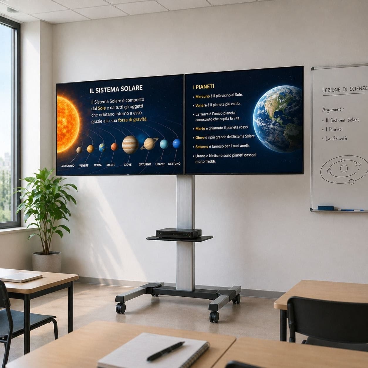 Supporto a Pavimento per 2 TV LED/LCD 25-55'' per Video Wall - 9